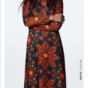 Zara Print Dress size L NWT